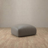 Top Grain Leather::Biscuit Velvet Sofa Ottoman Stone Top Grain Leather