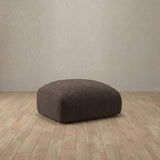 Linen Blend::Biscuit Velvet Sofa Ottoman Truffle Linen Blend