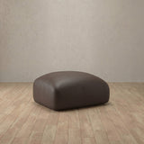 Top Grain Leather::Biscuit Velvet Sofa Ottoman Truffle Top Grain Leather