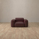 Top Grain Leather::Biscuit Velvet Sofa Single  Burgundy Top Grain Leather [grid:6:TGL]