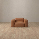 Top Grain Leather::Biscuit Velvet Sofa Single  Cognac Top Grain Leather [grid:4:TGL]