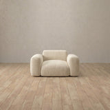 Linen Blend::Biscuit Velvet Sofa Single  Cream Linen Blend