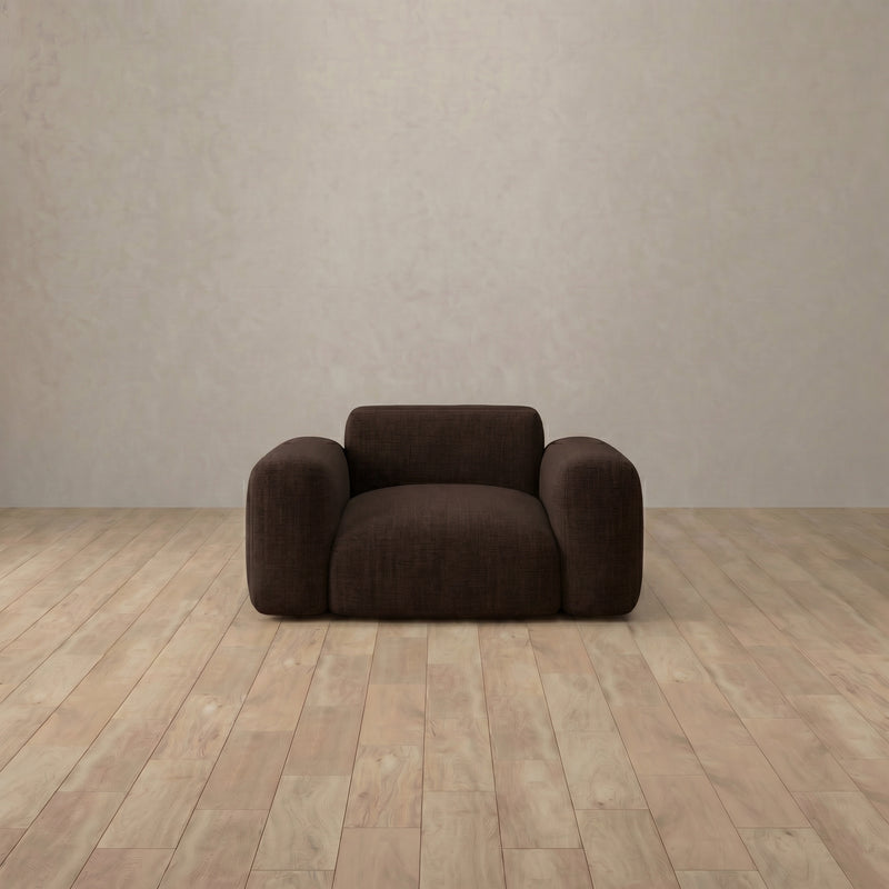 Linen Blend::Biscuit Velvet Sofa Single  Espresso Linen Blend 8:LB