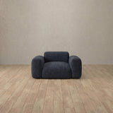 Linen Blend::Biscuit Velvet Sofa Single  InkBlue Linen Blend