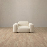 Top Grain Leather::Biscuit Velvet Sofa Single  Ivory Top Grain Leather