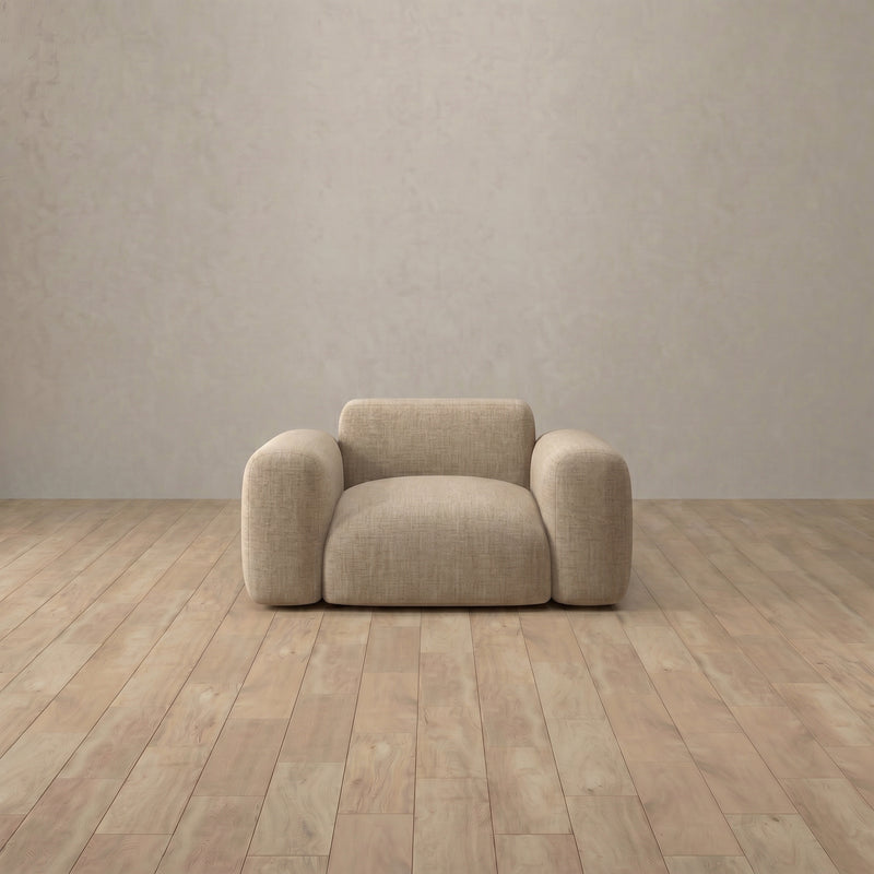 Linen Blend::Biscuit Velvet Sofa Single  Latte Linen Blend 3:LB