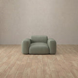 Top Grain Leather::Biscuit Velvet Sofa Single  Sage Top Grain Leather