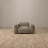 Top Grain Leather::Biscuit Velvet Sofa Single  Taupe Top Grain Leather