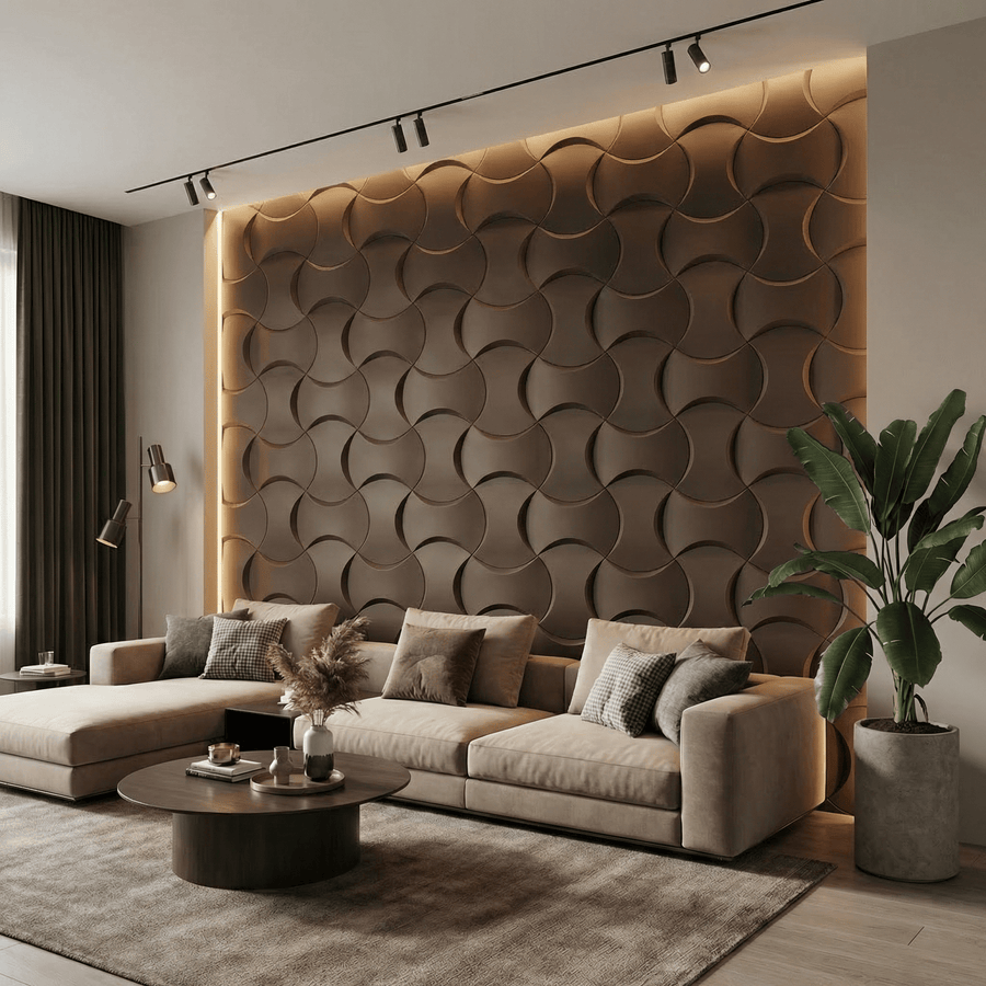 Coco Geometric 3D Leather Wall Panel in Cowboy Leather