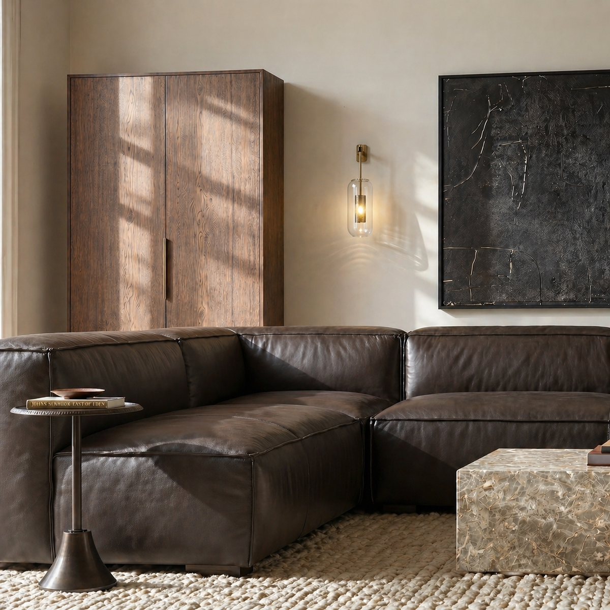 Leather Top Grain Sofa Loveseat (83") — lifestyle