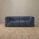 Top Grain Leather::Comfy Italian Sofa 2 Seater InkBlue Top Grain Leather