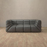 Top Grain Leather::Comfy Italian Sofa 2 Seater Smoke Top Grain Leather