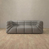 Top Grain Leather::Comfy Italian Sofa 2 Seater Stone Top Grain Leather