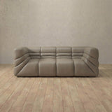 Top Grain Leather::Comfy Italian Sofa 2 Seater Taupe Top Grain Leather
