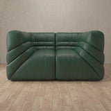 Top Grain Leather::Comfy Italian Sofa Single  Forest Green Top Grain Leather [grid:5:TGL]