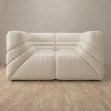 Top Grain Leather::Comfy Italian Sofa Single  Ivory Top Grain Leather