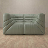 Top Grain Leather::Comfy Italian Sofa Single  Sage Top Grain Leather