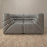 Top Grain Leather::Comfy Italian Sofa Single  Stone Top Grain Leather