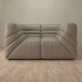Top Grain Leather::Comfy Italian Sofa Single  Taupe Top Grain Leather