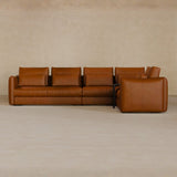 Left Chaise-Full Grain Leather-Brandy