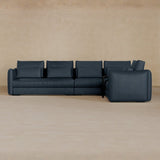 Left Chaise-Full Grain Leather-Navy