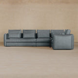 Left Chaise-Full Grain Leather-Pewter