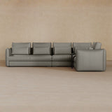 Left Chaise-Top Grain Leather-Greige