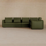 Left Chaise-Top Grain Leather-Olive