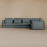 Left Chaise-Top Grain Leather-Pewter