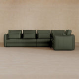 Left Chaise-Top Grain Leather-Sage