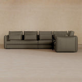 Left Chaise-Top Grain Leather-Stone