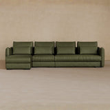 Right Chaise-Full Grain Leather-Olive