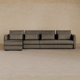 Right Chaise-Full Grain Leather-Stone