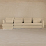 Right Chaise-Top Grain Leather-Linen