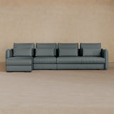 Right Chaise-Top Grain Leather-Pewter