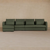 Right Chaise-Top Grain Leather-Sage
