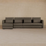 Right Chaise-Top Grain Leather-Stone