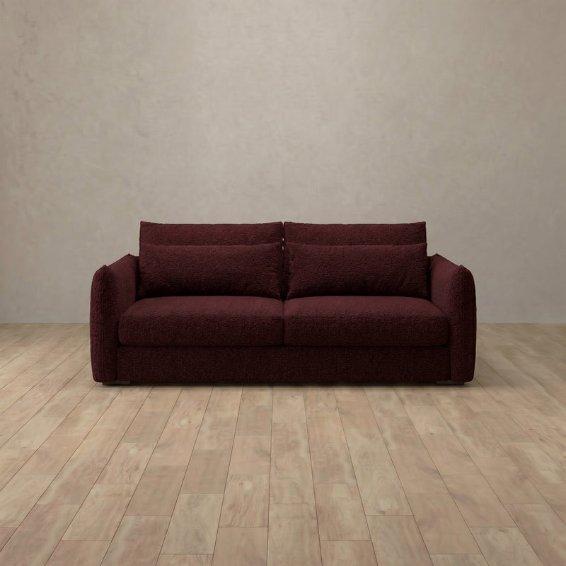 Boucle::Contemporary Italian Sofa 2 Seater Burgundy Boucle 6:BCL