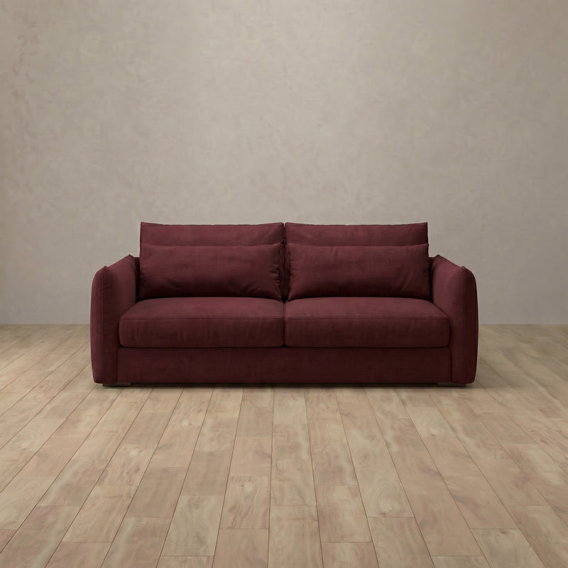 Linen Blend::Contemporary Italian Sofa 2 Seater Burgundy Linen Blend v2 6:LB