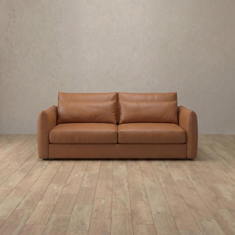 Top Grain Leather::Contemporary Italian Sofa 2 Seater Cognac Top Grain Leather 4:TGL