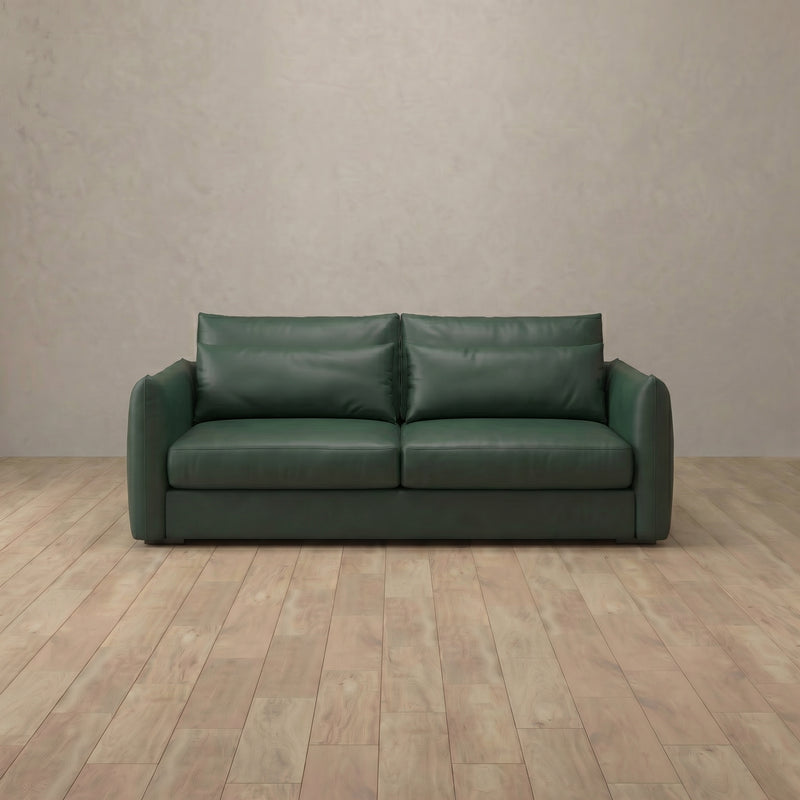 Top Grain Leather::Contemporary Italian Sofa 2 Seater Forest Green Top Grain Leather 5:TGL