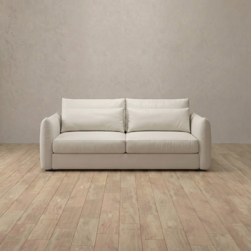 Top Grain Leather::Contemporary Italian Sofa 2 Seater OffWhite Top Grain Leather 1:TGL