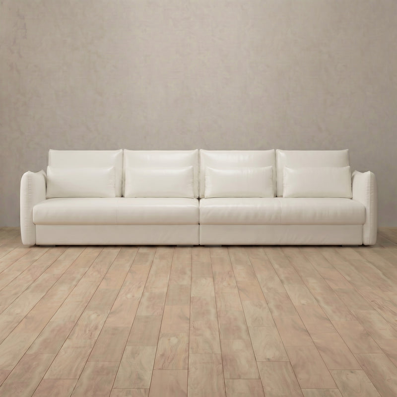 Top Grain Leather::Contemporary Italian Sofa 3 Seater  OffWhite Top Grain Leather 1:TGL