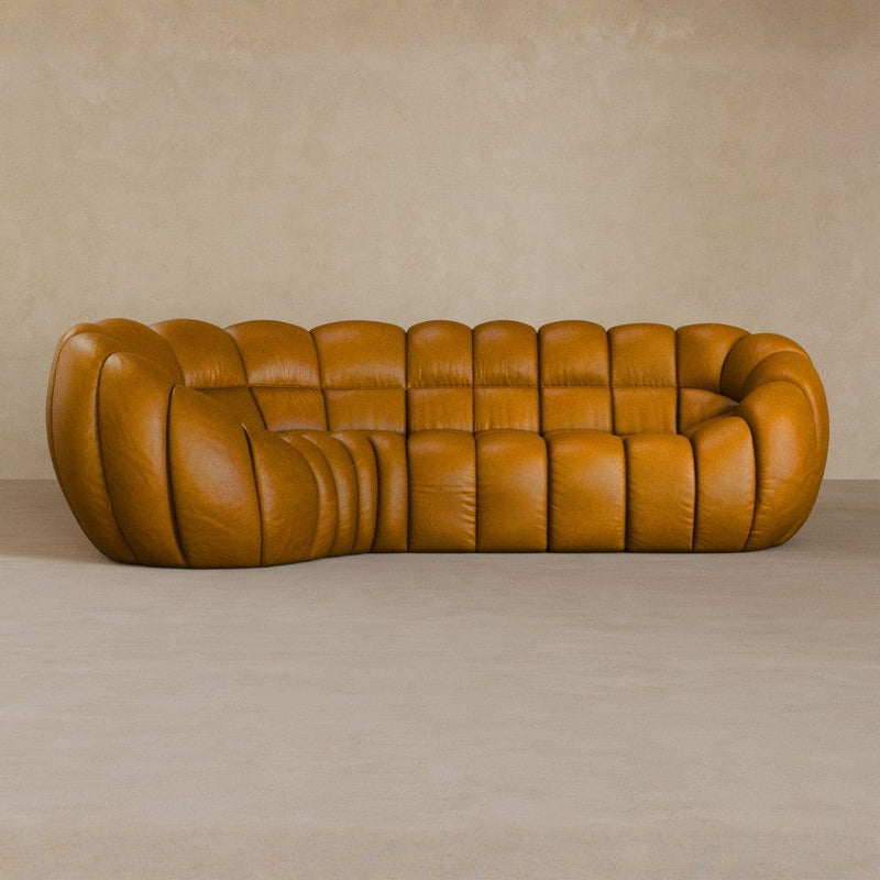 L Shape-Full Grain Leather-Camel