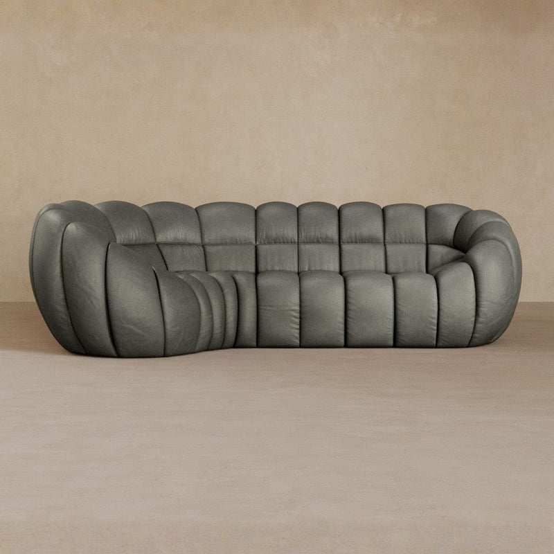 L Shape-Full Grain Leather-Greige