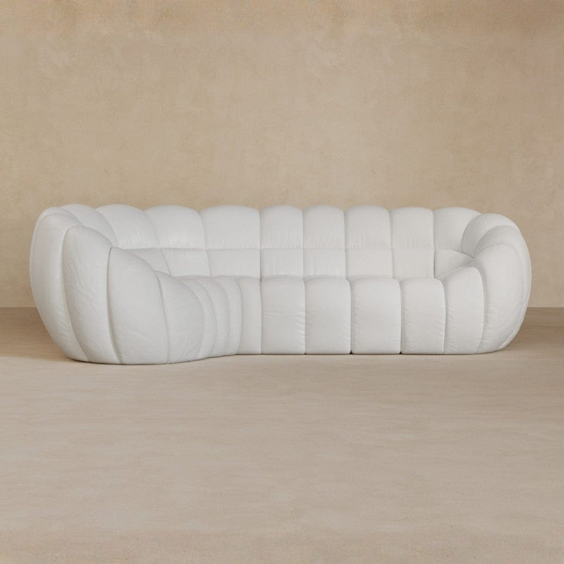 L Shape-Full Grain Leather-Ivory