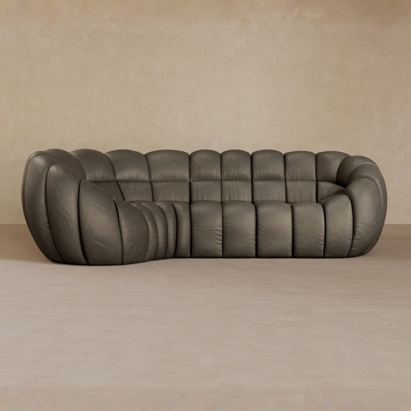 L Shape-Full Grain Leather-Stone