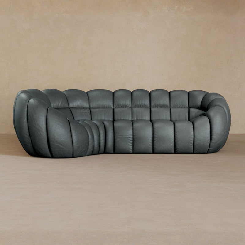 L Shape-Full Grain Leather, Pewter