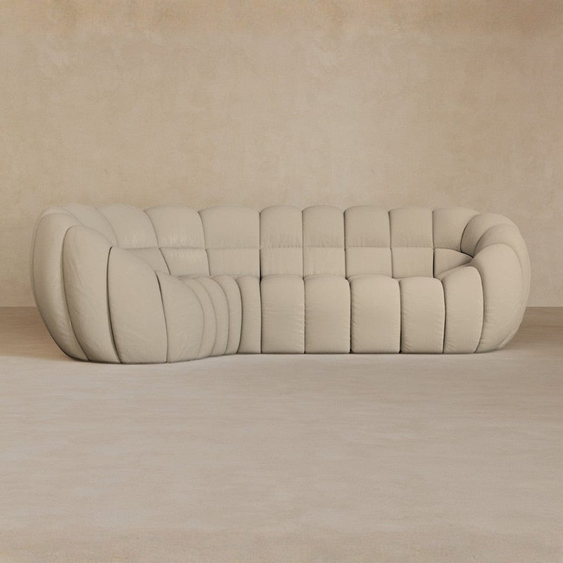 L Shape-Top Grain Leather-Alabaster