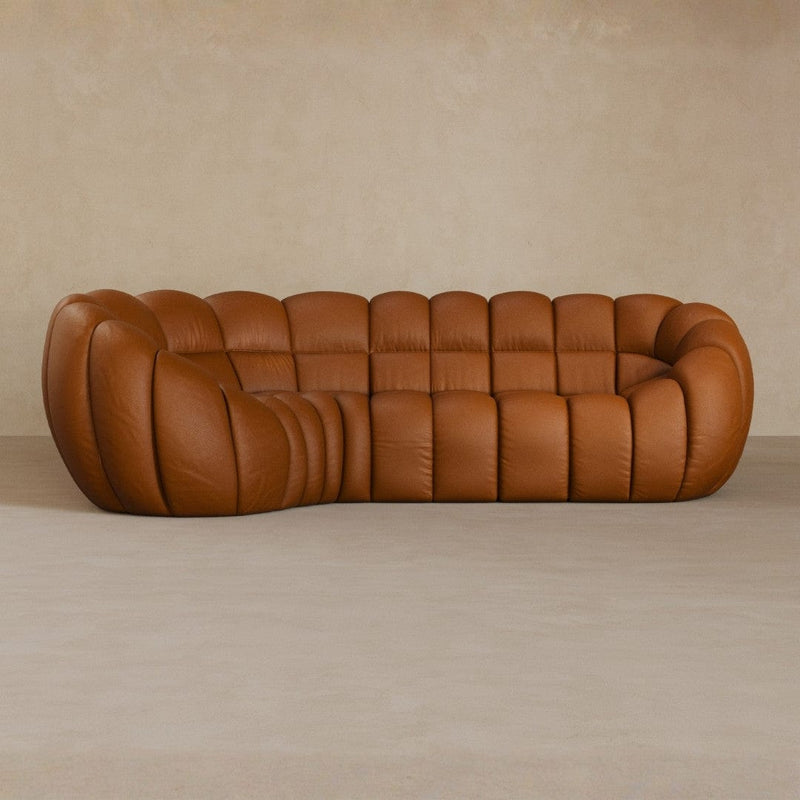 L Shape-Top Grain Leather-Brandy